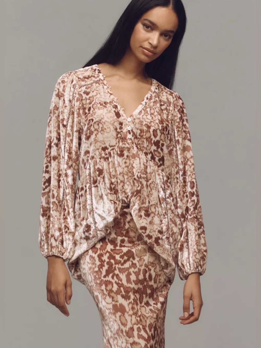 Anthropologie long sleeve velvet tunic blouse size extra small